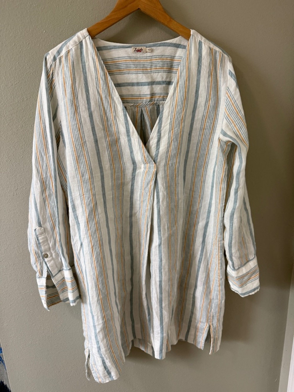 Faherty Striped Mini Dress in White, Blue & Tan
